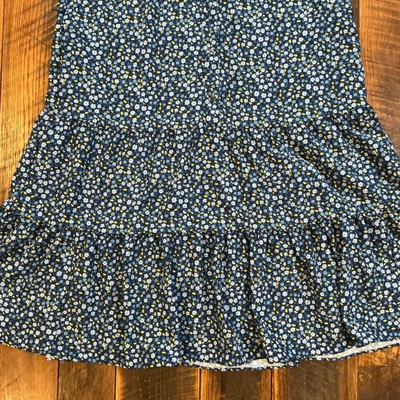 Draper James Navy Blue Yellow Floral Ruffle Hem Short Sleeve Dress Size M - Picture 4 of 7